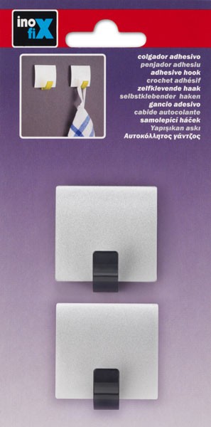 Colgador adhesivo cuadrado / cromo mate