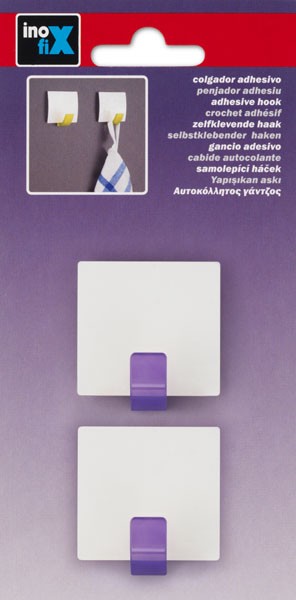 Colgador adhesivo cuadrado / violeta
