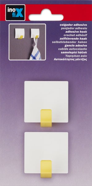 Colgador adhesivo cuadrado / amarillo