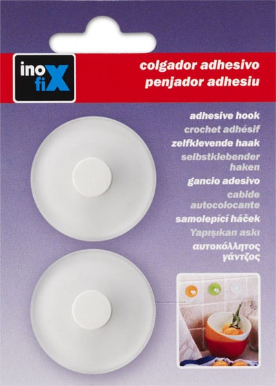 Colgador adhesivo circular / blanco