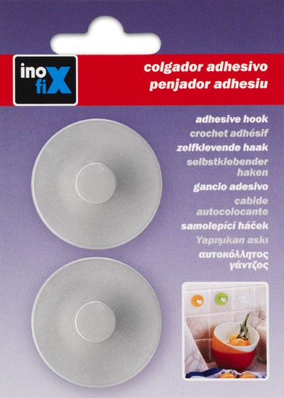 Colgador adhesivo circular / cromo mate