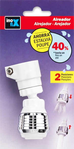 Aireador con rótula. Fijación abrazadera / cromo-blanco