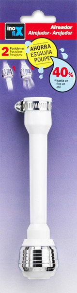 Aireador con tubo flexible con abrazadera / cromo-blanco