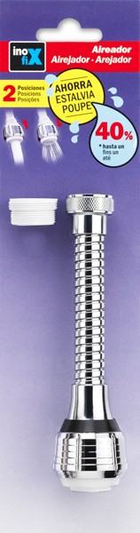 Aireador con tubo flexible metálico con rosca / cromado