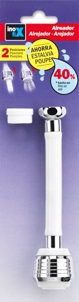 Aireador con tubo flexible con rosca / cromo-blanco