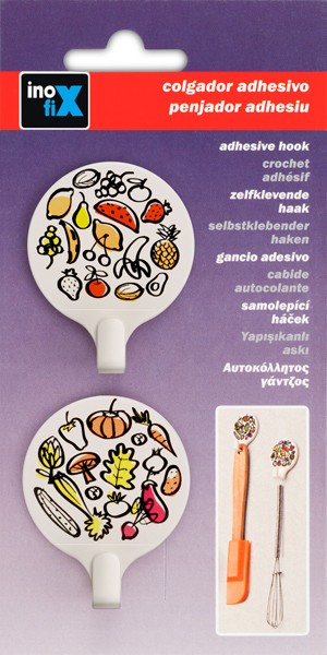 Colgador adhesivo circular decorado / vegetal