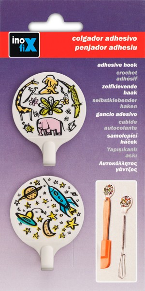 Colgador adhesivo circular decorado / universo