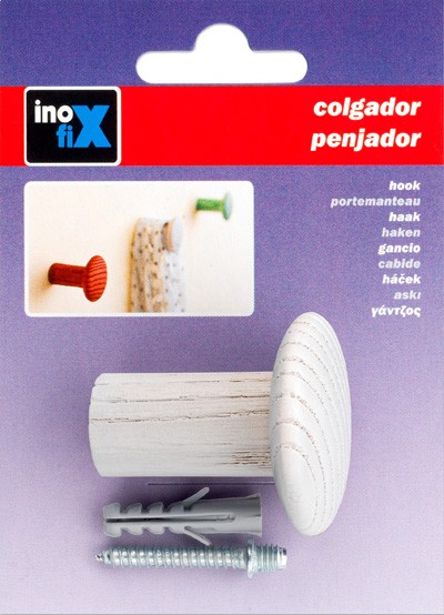 Colgador fresno individual con textura / blanco