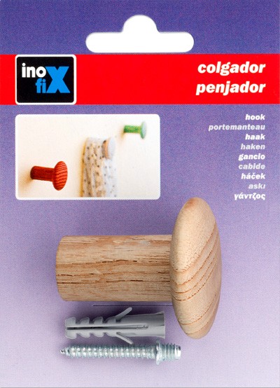Colgador fresno individual con textura / natural