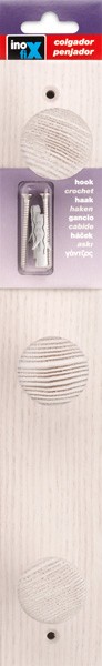 Colgador fresno 3 pomos con textura / blanco