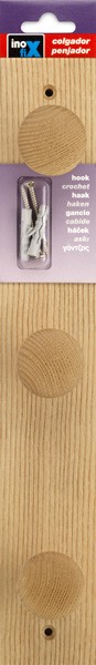 Colgador fresno 3 pomos con textura / natural