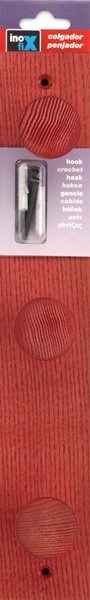 Colgador fresno 3 pomos con textura / rojo