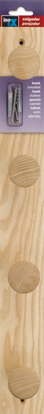Colgador fresno 4 pomos con textura / natural