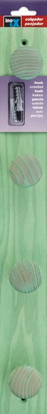 Colgador fresno 4 pomos con textura / verde
