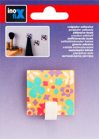 Colgador adhesivo decorado / floral amarillo