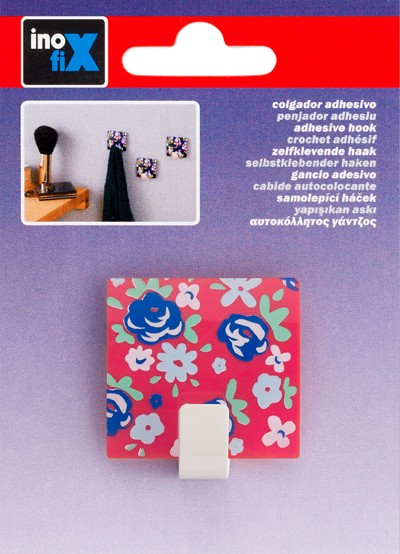 Colgador adhesivo decorado / floral rojo