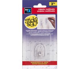 Colgador adherente reutilizable base 60x47 mm. / transparente