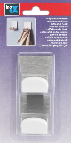 Colgador adhesivo con base de acero inoxidable / blanco