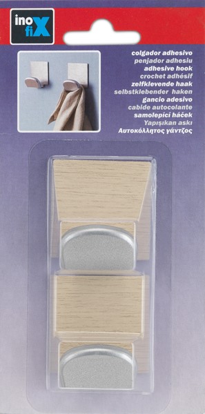 Colgador adhesivo base metálica madera / arce