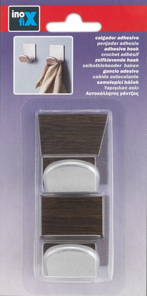 Colgador adhesivo base metálica madera / wengué