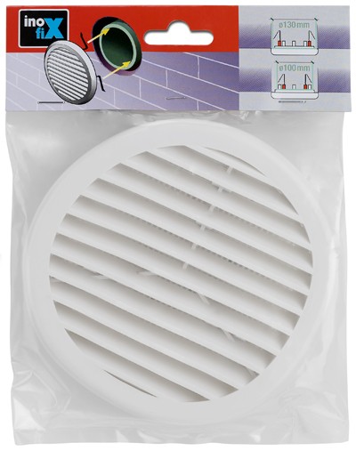 Rejilla redonda con mosquitera Ø100-130mm. / blanca