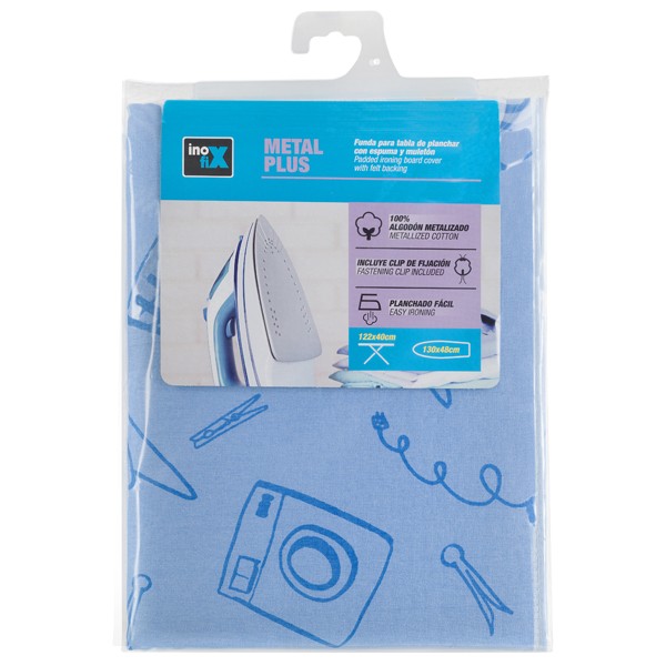 Funda plancha METAL PLUS 130x48 cm. / pictos azules
