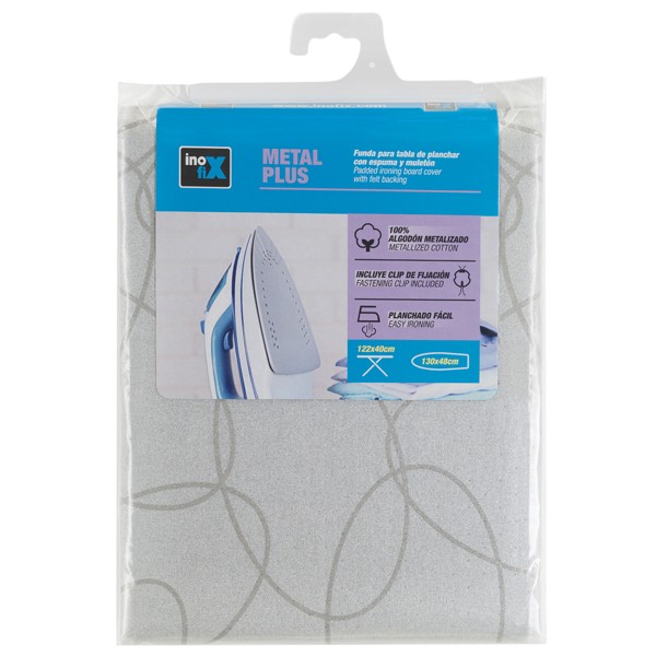 Funda plancha METAL PLUS 130x48 cm. / círculos gris