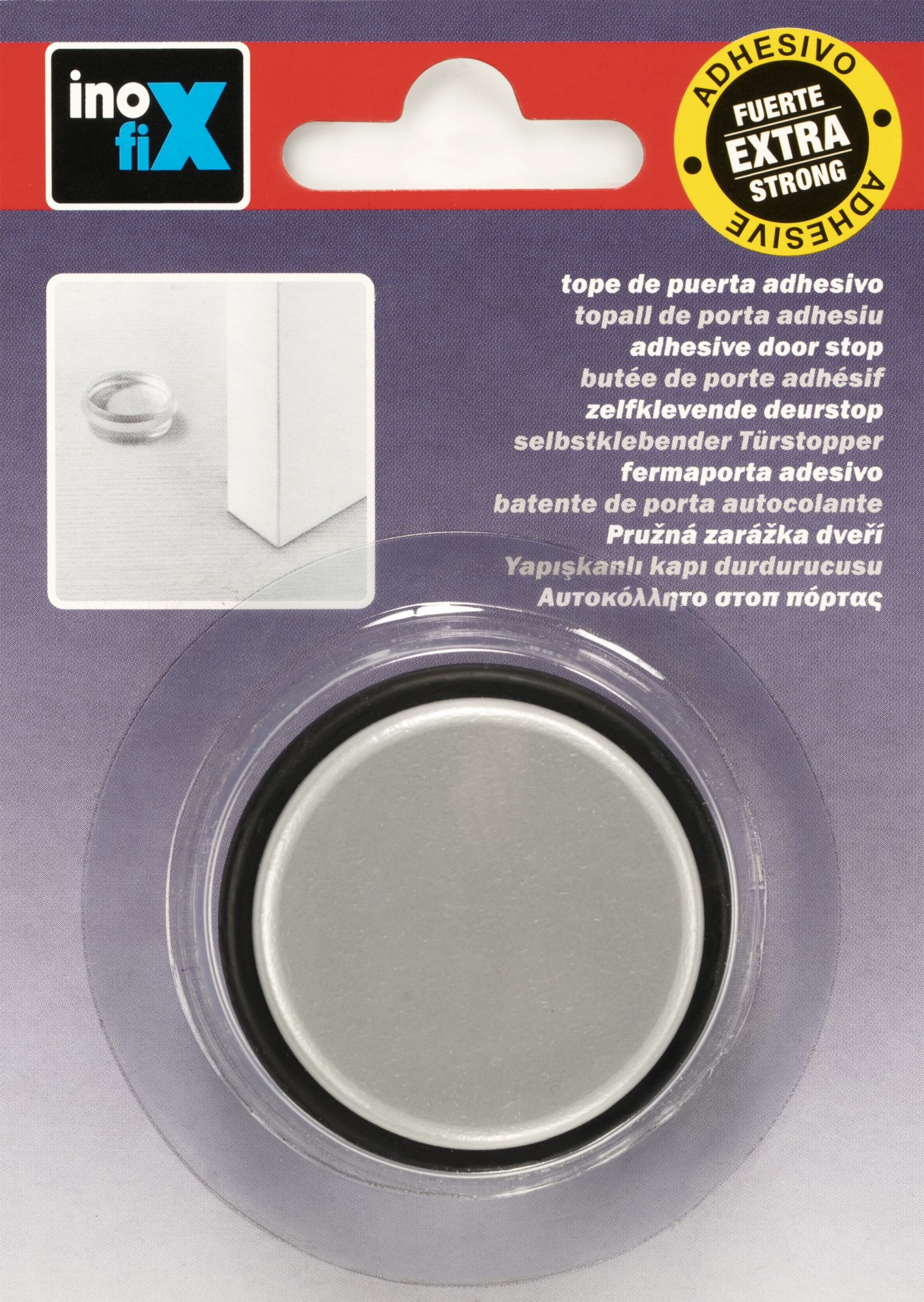 Tope de puerta adhesivo plástico-metal decorado / cromo mate