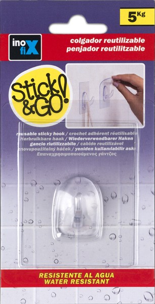 Colgador adherente reutilizable base 80x62 mm. / transparente