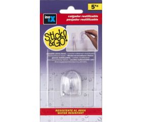 Colgador adherente reutilizable base 80x62 mm. / transparente