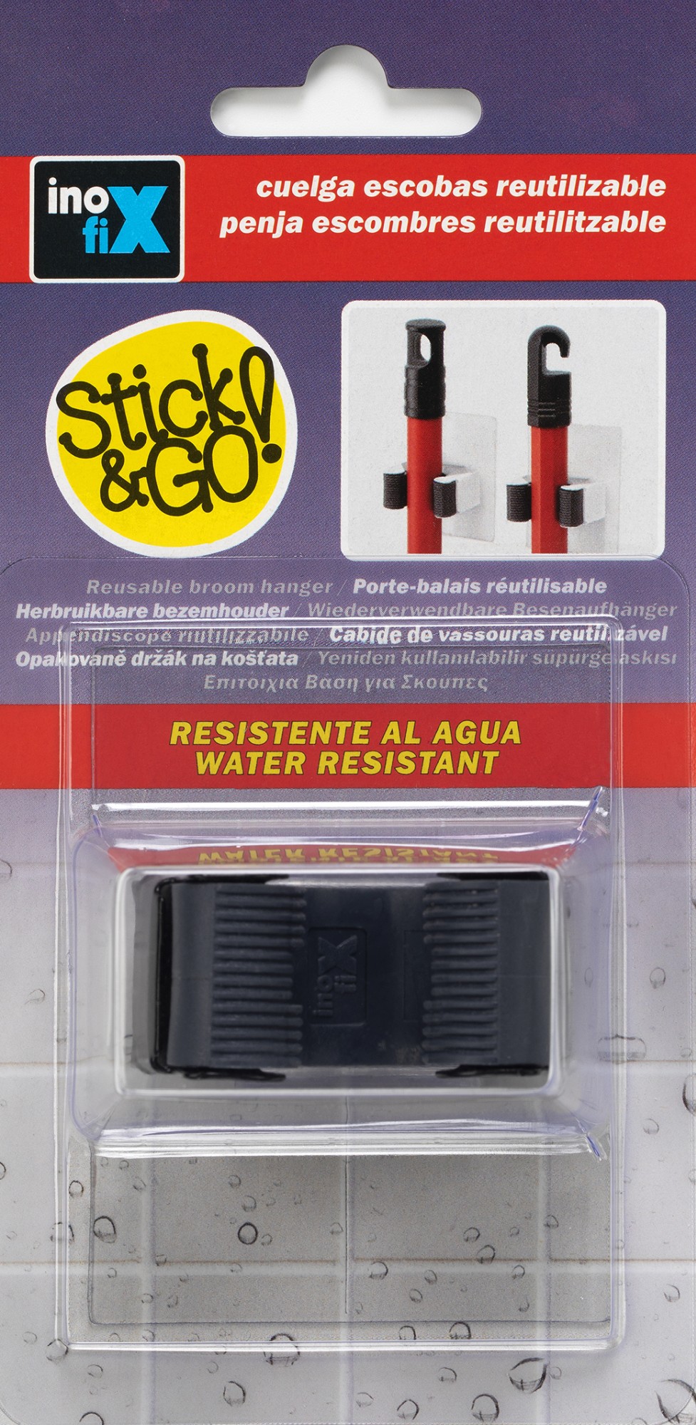 Colgador removible para escobas / negro