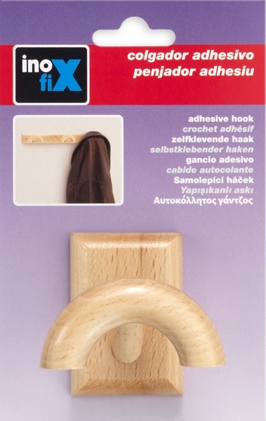 Colgador adhesivo madera / haya