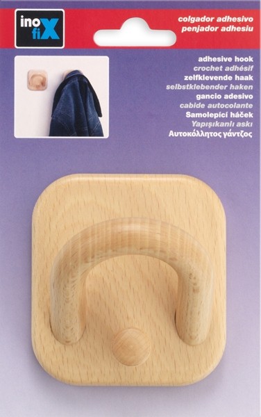 Colgador adhesivo madera / haya