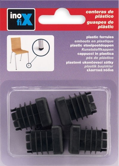 Contera interior cuadrada 20 mm / negro