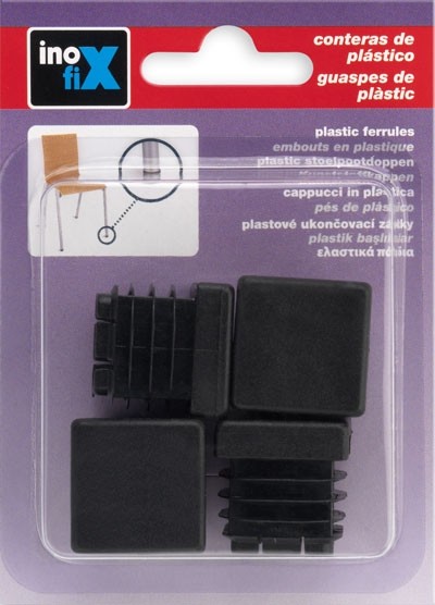 Contera interior cuadrada 25 mm / negro