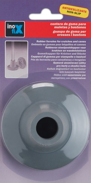 Contera exterior goma Ø 19mm. con base ancha para muletas / gris