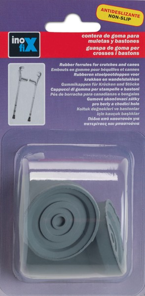 Contera exterior goma Ø 21mm. con arandela para muletas / gris