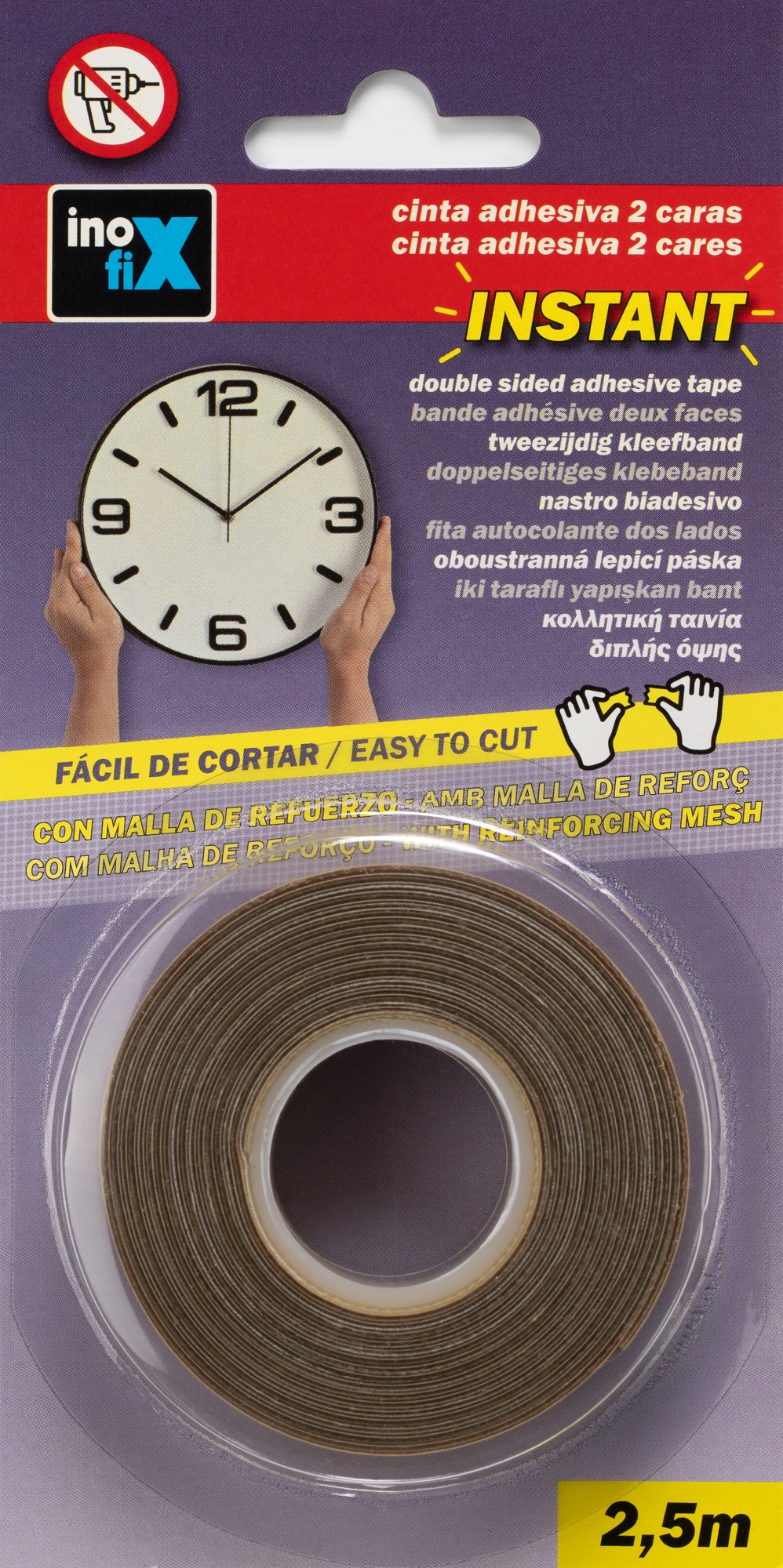 Cinta adhesiva con malla de refuerzo 19 mm x 2,5 m. / transparente