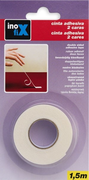 Cinta adhesiva 2 caras 15 mm x 1,5 m / blanco