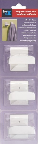 Colgador adhesivo metal-plástico grande / blanco