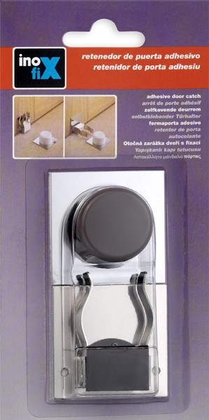 Tope y retenedor pinza adhesivos para puerta / marrón