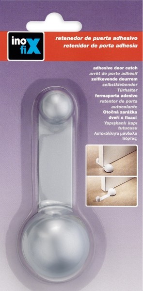 Tope retenedor giratorio adhesivo / gris-metalizado