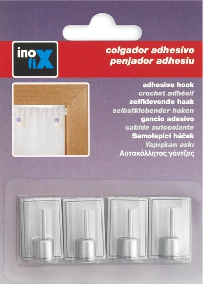 Colgador adhesivo visillos / cromado mate