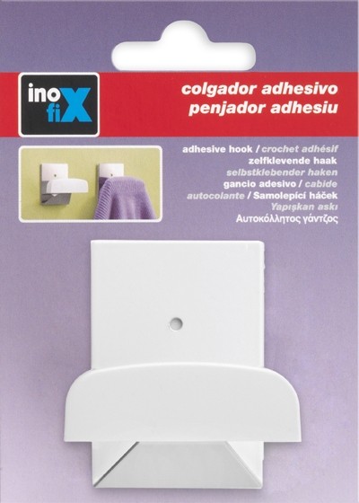 Colgador adhesivo metal-plástico grande / blanco