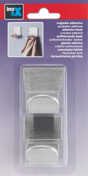 Colgador adhesivo con base de acero inoxidable / cromo mate