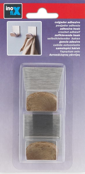 Colgador adhesivo con base de acero inoxidable / madera