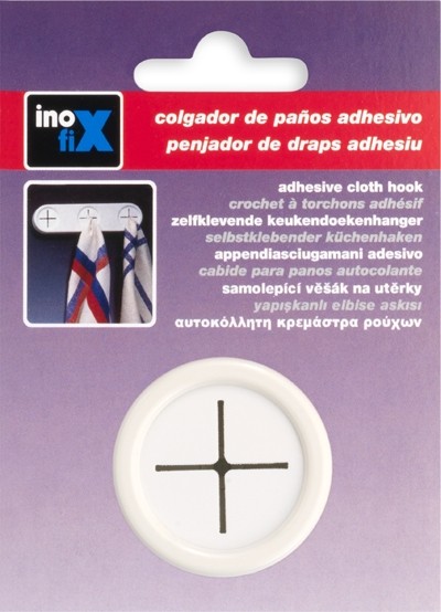 Colgador paño cocina adhesivo / blanco