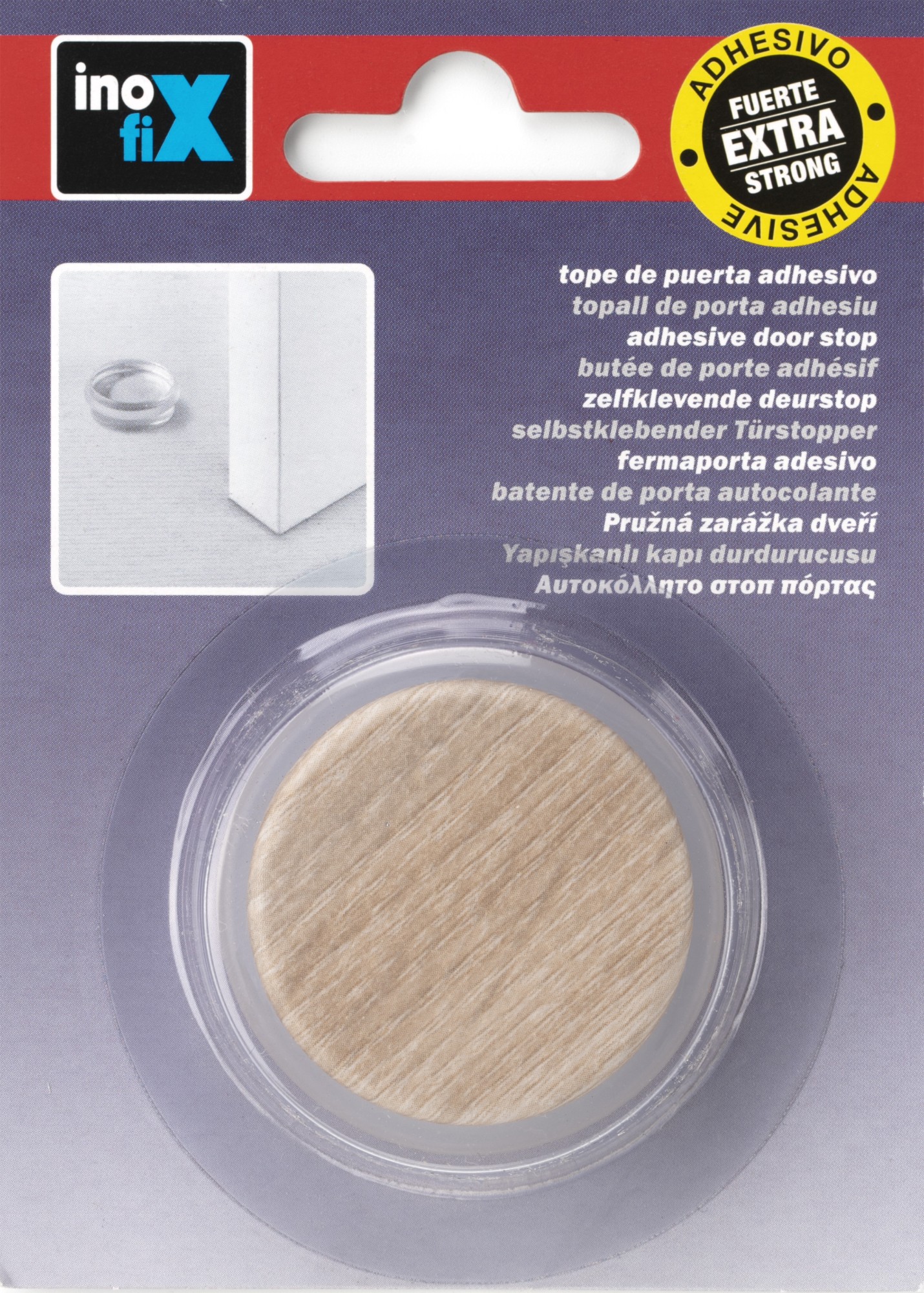 Tope de puerta adhesivo plástico-metal decorado / fresno calcáreo