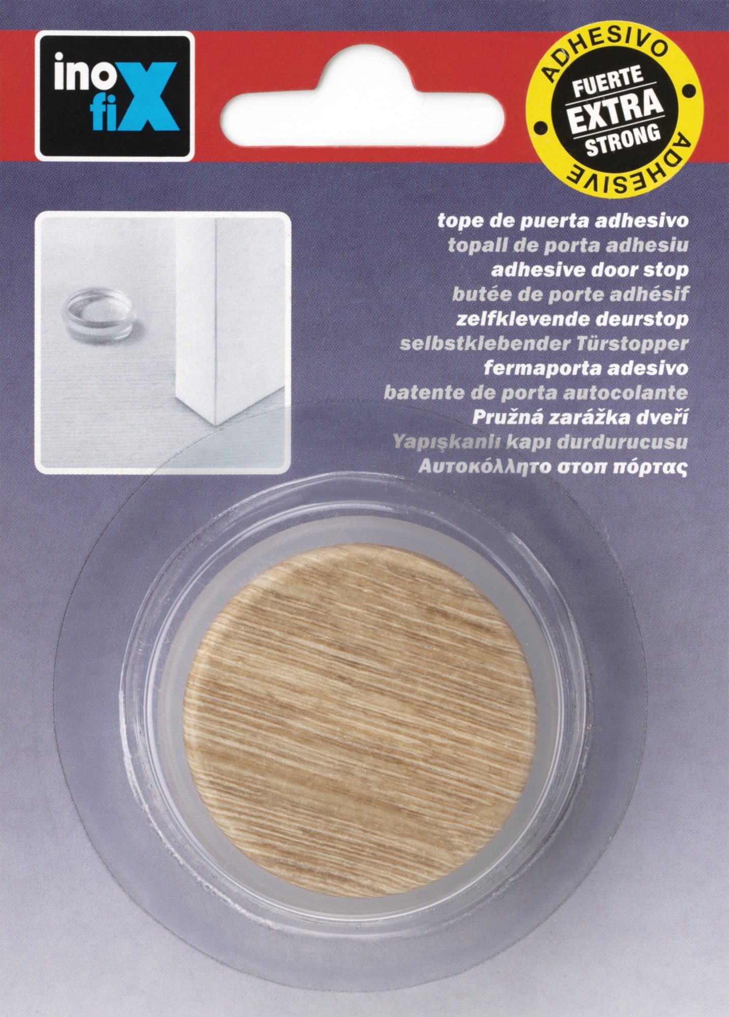 Tope de puerta adhesivo plástico-metal decorado / nogal americano