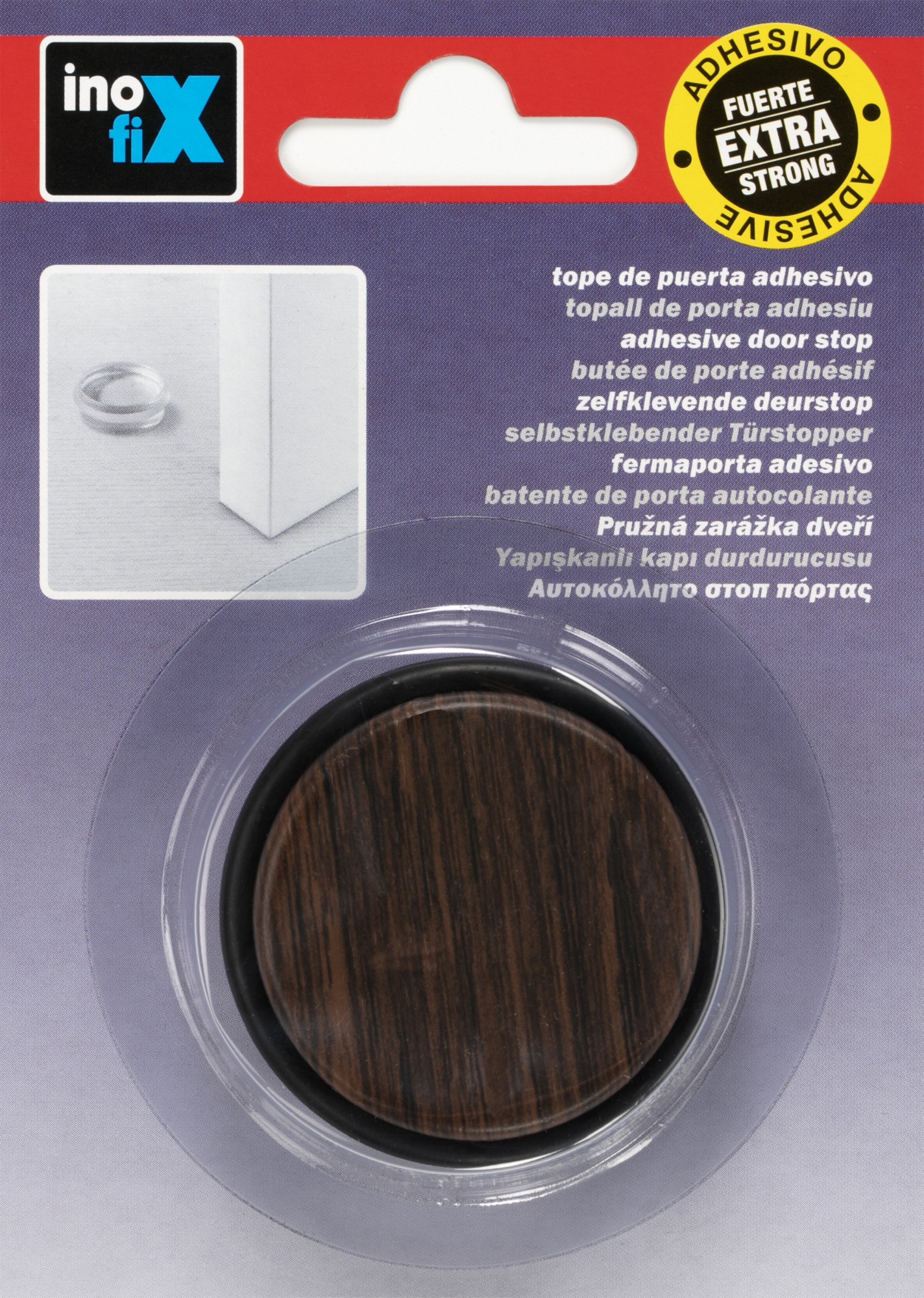 Tope de puerta adhesivo plástico-metal decorado / wengué africano